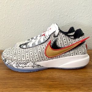 Nike Lebron XX 20 The Debut Mens Size 5 White Gold Basketball Sneaker DJ5423-100